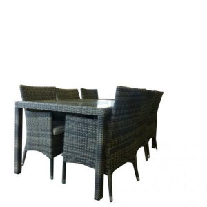 MILFORD 180CM TABLE & 6 ARM DINING CHAIR SET-GREY